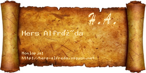 Hers Alfréda névjegykártya